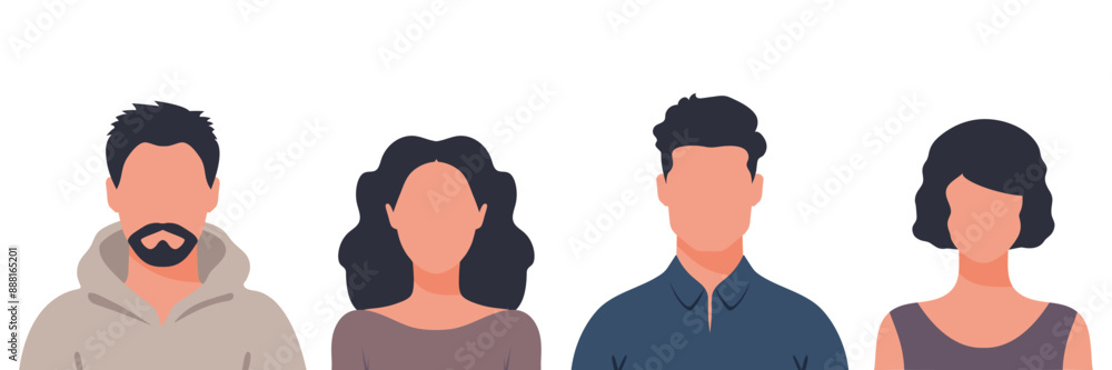 Faceless women and men set. Abstract avatars. Vector illustration Faceless women and men set. Abstract avatars. Vector illustration