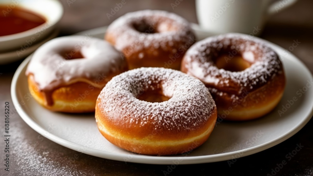  Sweet indulgence  A plate of six delectable powdered sugar donuts