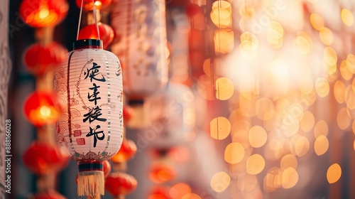 Chinese New Year Lantern with Bokeh Background. photo