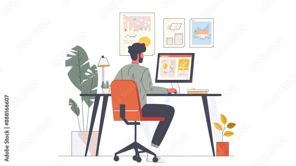 A designer working on a digital illustration A designer working on a digital illustration