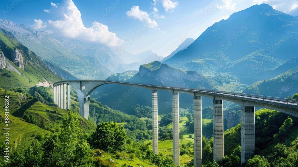 Obraz premium Massive bridge structure in a mountainous region