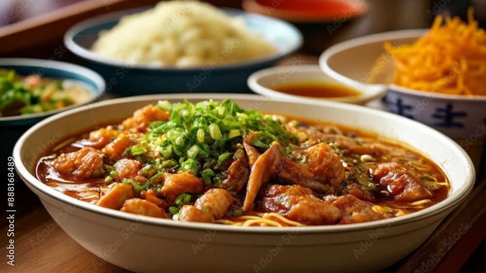 Delicious Asian noodle dish with fresh herbs and vegetables Delicious Asian noodle dish with fresh herbs and vegetables