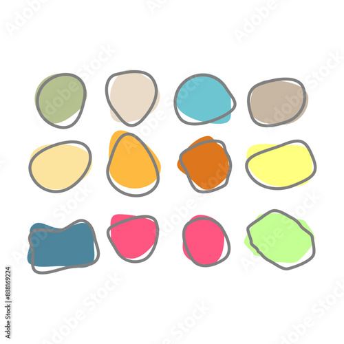 Blob shape organic, vector illustration set. colorful round forms