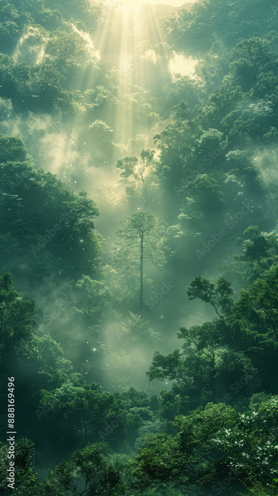 Obraz premium Misty Pine Forest