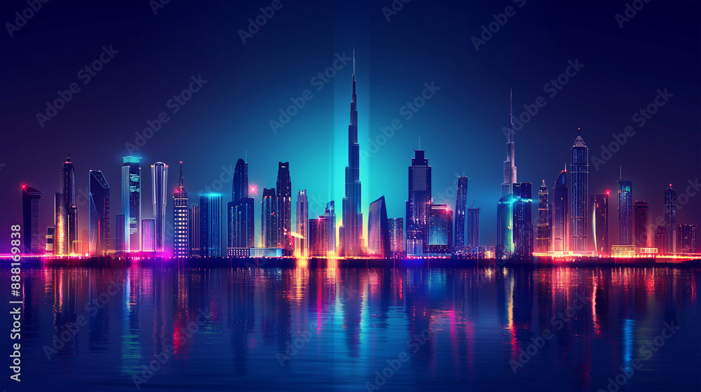 The beautiful of Sky line city isolation background at night, Illustration The beautiful of Sky line city isolation background at night, Illustration