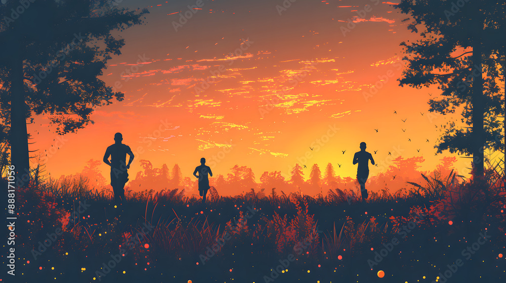 Running silhouettes. Vector illustration, Trail Running, Marathon runner Running silhouettes. Vector illustration, Trail Running, Marathon runner