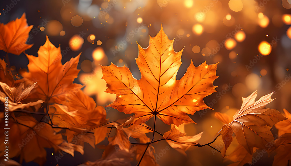 A cozy Red Maple Leaves Against tranquil bokeh effect background, fall or winter seasonal on digital art concept, Generative AI. A cozy Red Maple Leaves Against tranquil bokeh effect background, fall or winter seasonal on digital art concept, Generative AI.