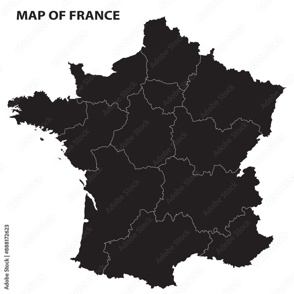 Fototapeta premium Geography politics map of countries. Map of Russia and France with country capital, state capital and major city.