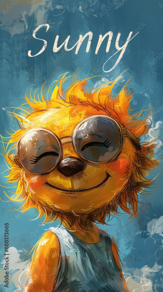 Sunny with Sunglasses and Blue Sky Sunny with Sunglasses and Blue Sky