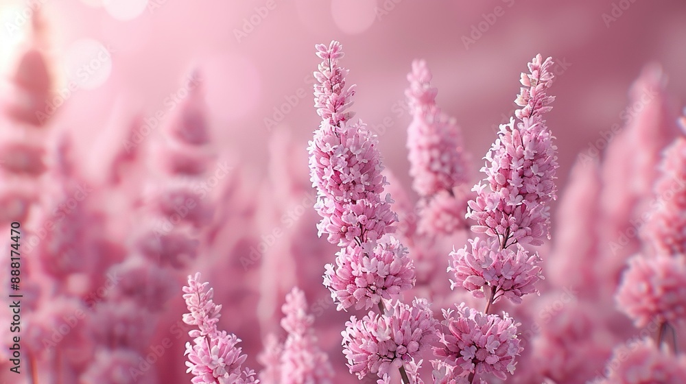 A detailed image of multiple pink blossoms amidst green grass under a vibrant pink sky A detailed image of multiple pink blossoms amidst green grass under a vibrant pink sky
