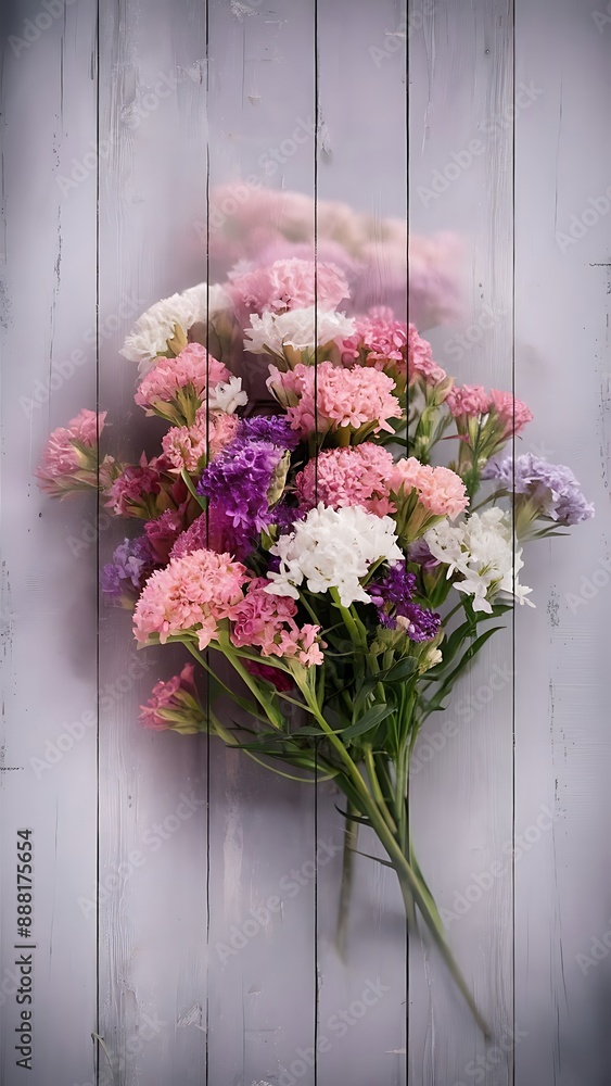 Statice flower bouquet on wood background soft focus Statice flower bouquet on wood background soft focus
