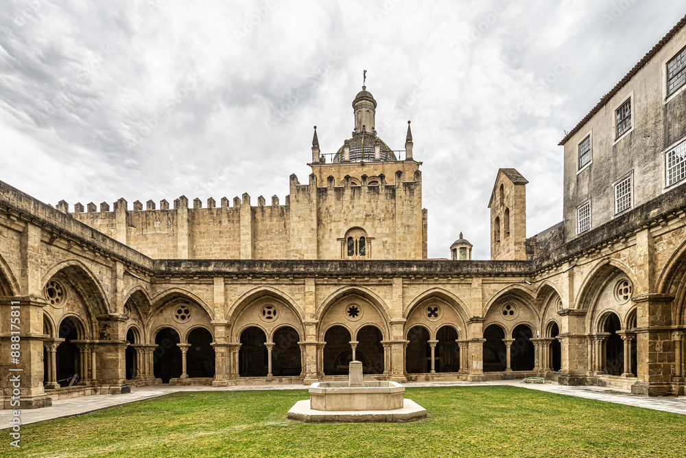 Gothic romanesque cloister of old Coimbra Cathedral, Se Velha de Coimbra in Portugal Gothic romanesque cloister of old Coimbra Cathedral, Se Velha de Coimbra in Portugal