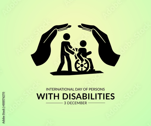 International Day of persons With Disabilities. 3rd December. Holiday concept.  International Day of Persons With Disabilities poster, banner. Flat illustration. Flat Design. Jpeg format.	