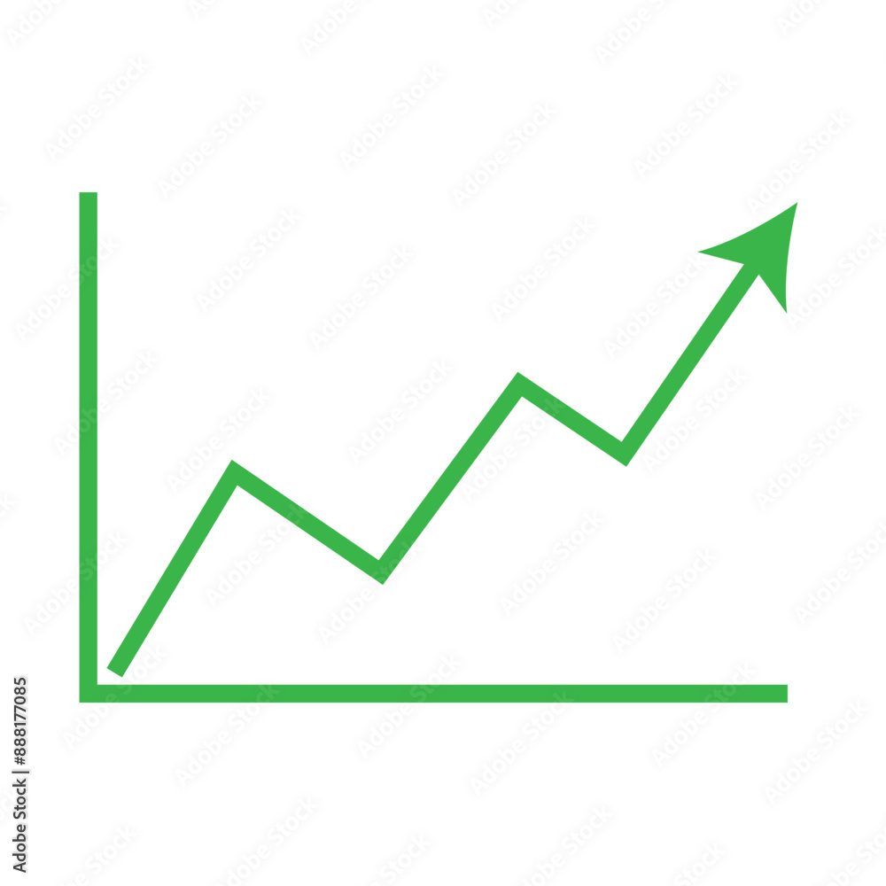 green Rising arrow. Growing business green arrow on white. Profit arow Vector illustration. Business concept, growing bar chart. Concept of sales symbol icon with arrow moving up. Economic Arrow. green Rising arrow. Growing business green arrow on white. Profit arow Vector illustration. Business concept, growing bar chart. Concept of sales symbol icon with arrow moving up. Economic Arrow.