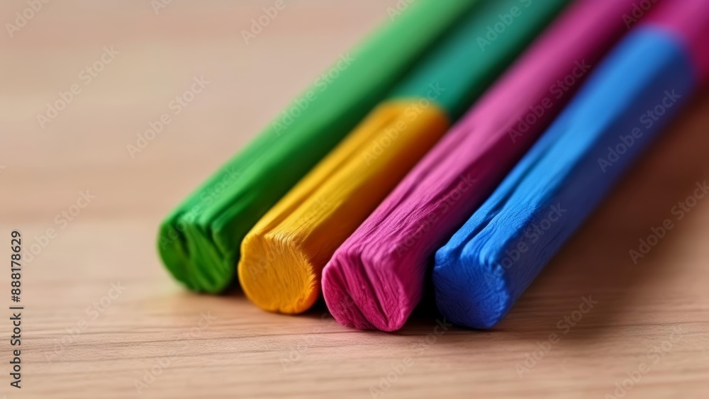 A spectrum of color in a wooden palette A spectrum of color in a wooden palette