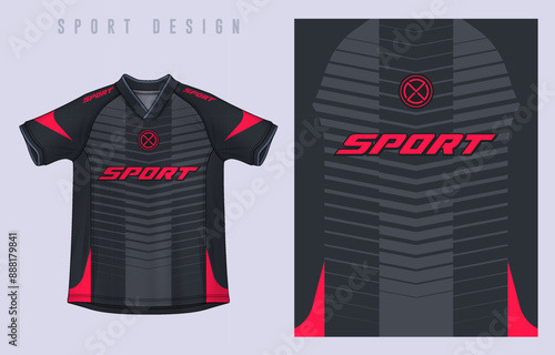 Fabric textile design for Sport t-shirt, Soccer jersey mockup for football club. uniform front view.	