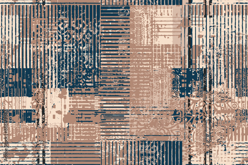 Abstract art classic luxury and elegant style pattern background in popular modern flower, damask , checked design trend 2025-2026 for print on card paper