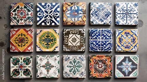 Hand-Painted Decorative Tiles on Artistic Wall for Home Decor and Interior Design