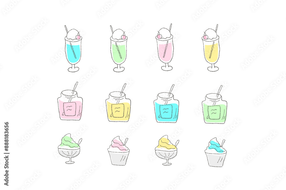 クリームソーダとかき氷 イラスト クリームソーダとかき氷 イラスト