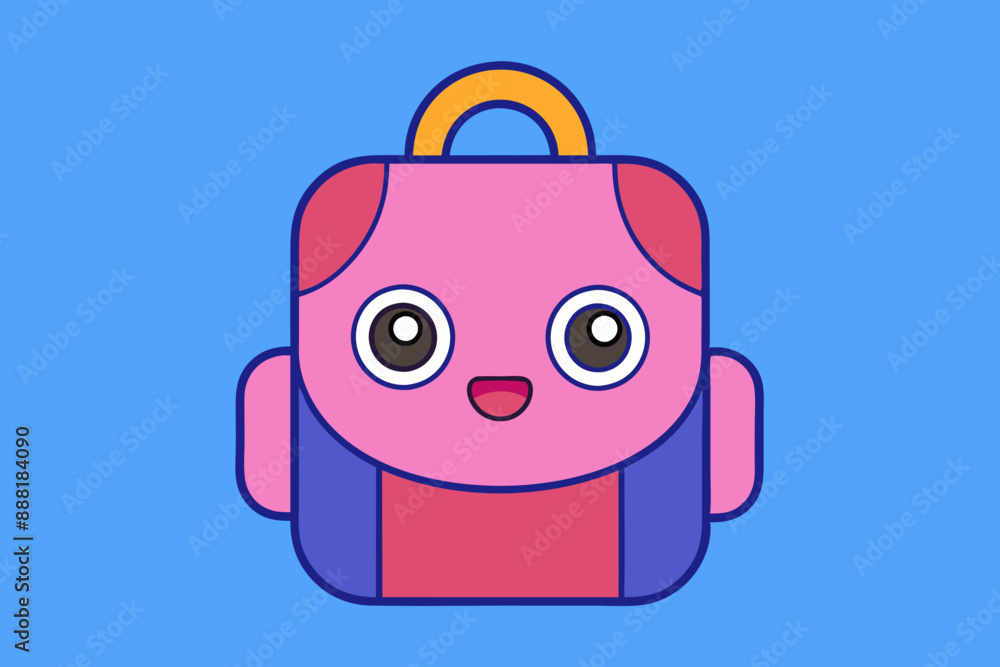 Cartoon School Bag Vector Art Illustration