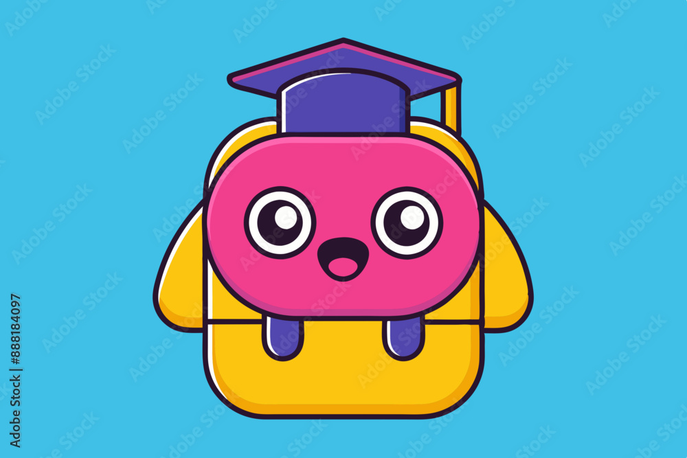 Cartoon School Bag Vector Art Illustration Cartoon School Bag Vector Art Illustration