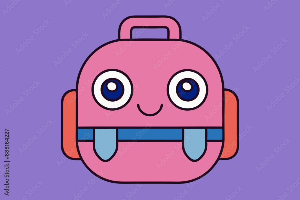 Cartoon School Bag Vector Art Illustration Cartoon School Bag Vector Art Illustration