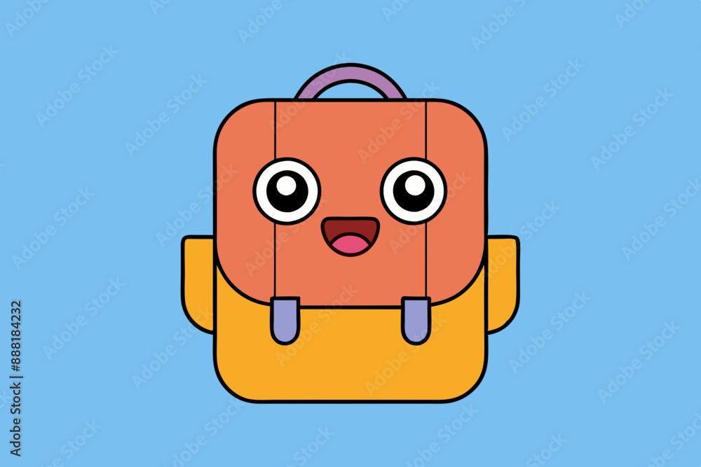 Cartoon School Bag Vector Art Illustration Cartoon School Bag Vector Art Illustration