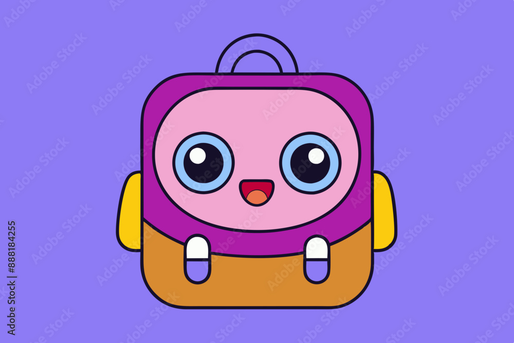 Cartoon School Bag Vector Art Illustration Cartoon School Bag Vector Art Illustration