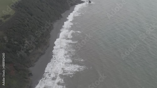 Aerial video over the coastline of Downderry UK photo