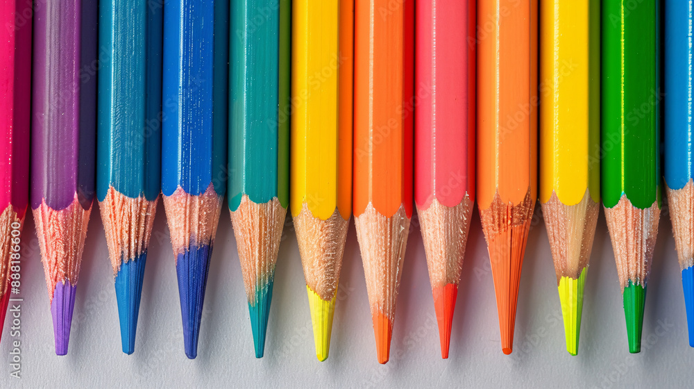 a row of colored pencils