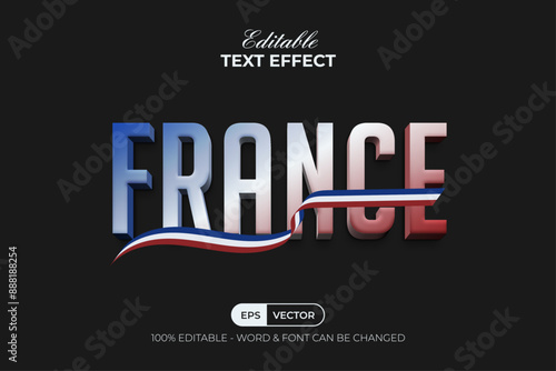 France Text Effect 3D Gradient Style. Editable Text Effect.