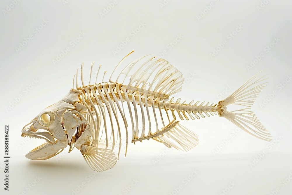 Obraz premium Fish skeleton isolated on white background