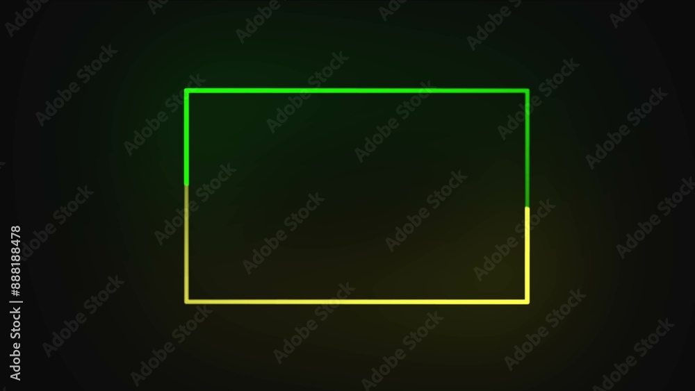 Neon sign in rectangle shape. Bright neon light, illuminated rectangle ...