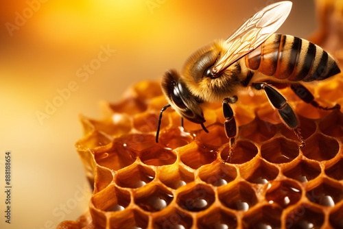 a bee on a honeycomb