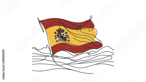 spanish flag one line drawing