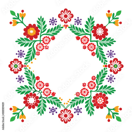 Corner border polish folk embroidery pattern Vector 
