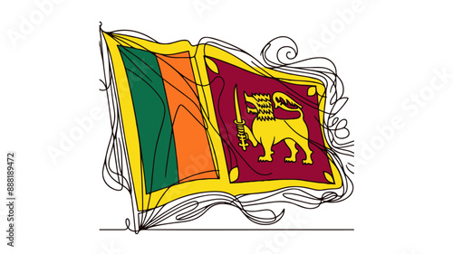 single line illustration of sri lanka flag