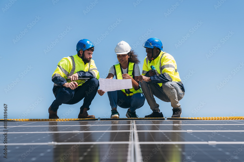 custom made wallpaper toronto digitalThe engineer installs the solar panel, promoting the clean energy concept.