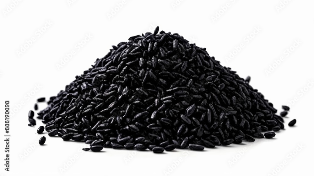 Pile of black sesame seeds on white background Pile of black sesame seeds on white background