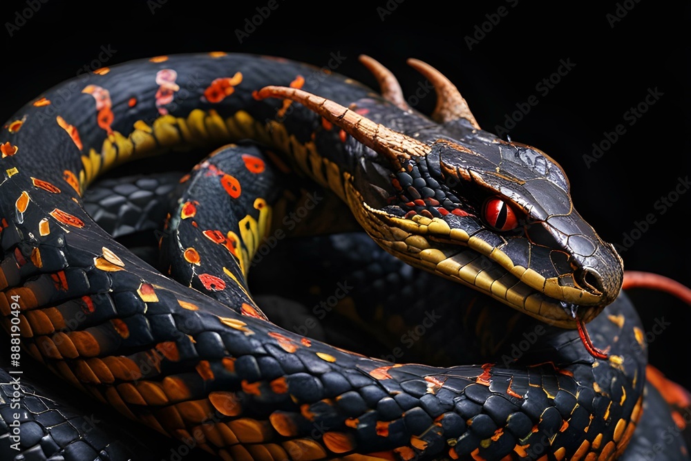 Obraz premium a photo-realistic image of a snake with dragon horns