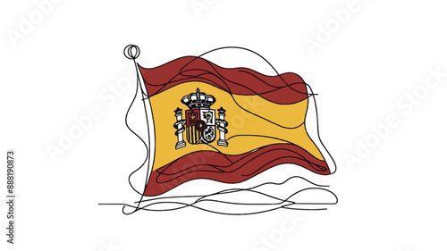 one line illustration of spain flag