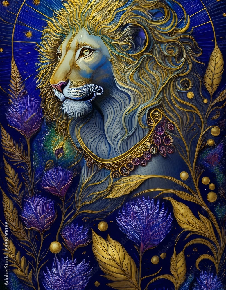 Fototapeta premium lion_italian_blue_magic_zonfeld_library_002