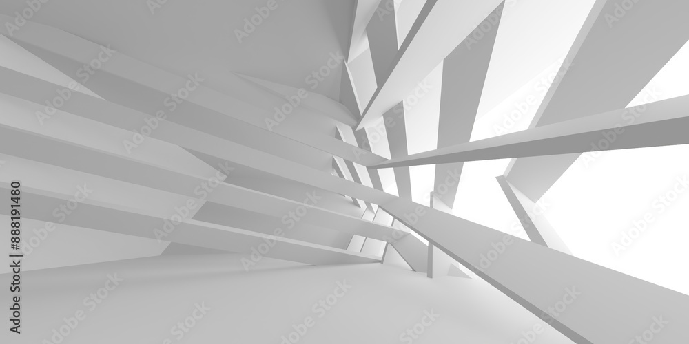 Fototapeta premium White modern space architectural background. Futuristic design