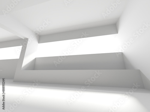 White futuristic empty room interior space. Architecture design