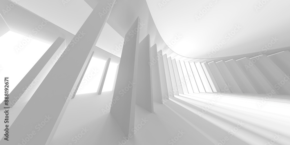 Fototapeta premium White modern space architectural background. Futuristic design