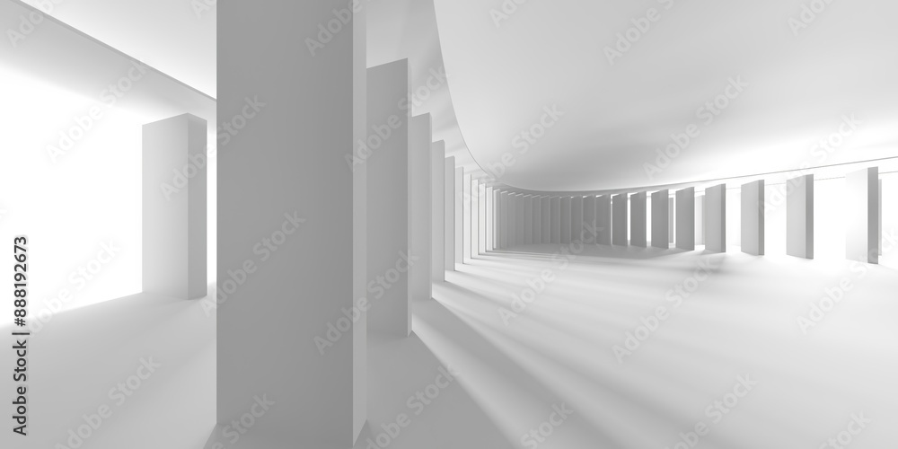 Fototapeta premium White futuristic empty room interior space. Architecture design