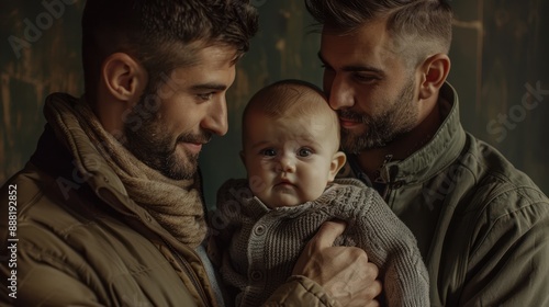 The fathers holding baby