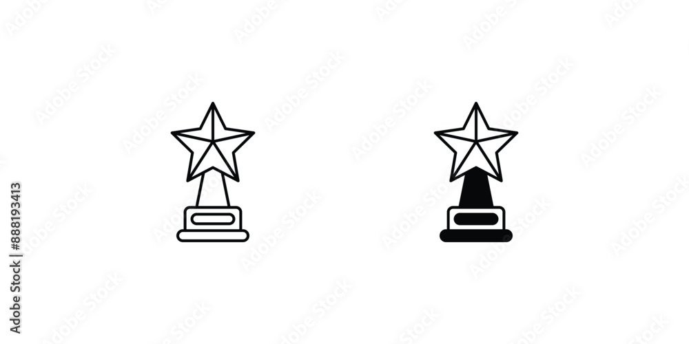 star trophy set icon with white background vector stock illustration
