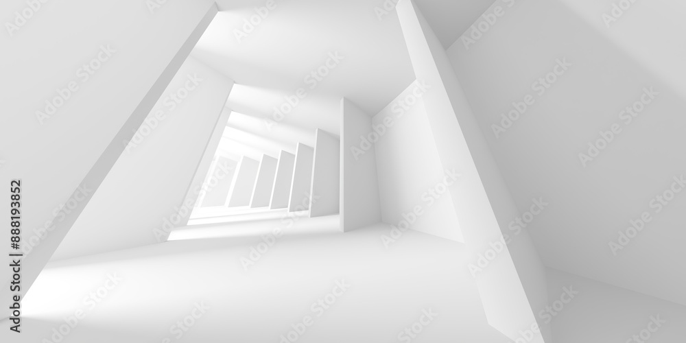 Fototapeta premium Futuristic white interior design. Empty room modern architecture