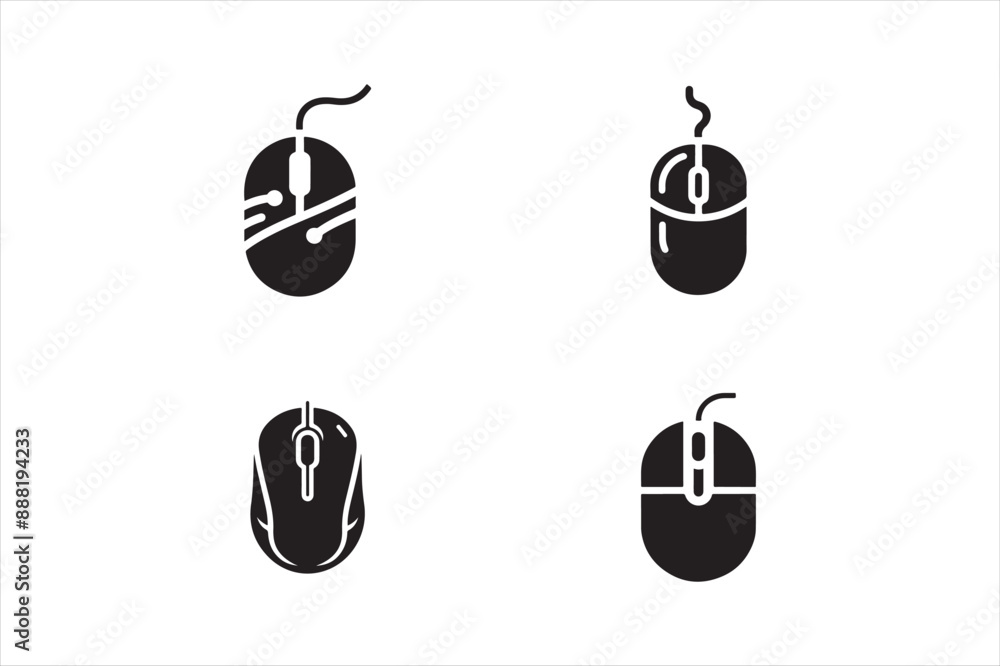 Computer mouse logo icon silhouette illustration vector Computer mouse logo icon silhouette illustration vector
